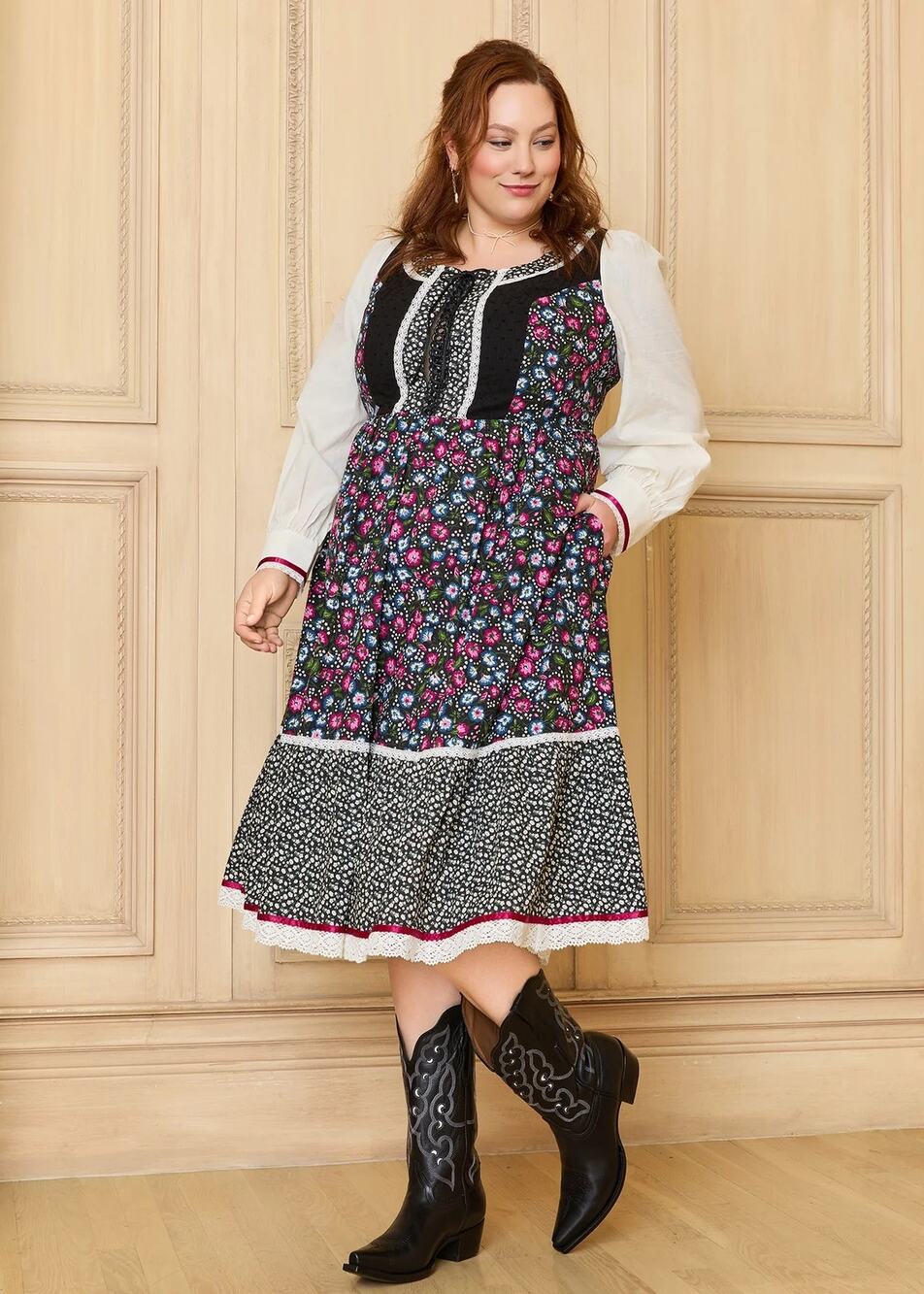 GUNNE SAX for ModCloth Madilyn Midi Dress - Enchanting Bloom / 1X × 1